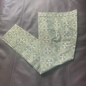 VTG NWOT Italy Brocade Metallic Cigarette Pants Party Holiday NYE Green Gold M